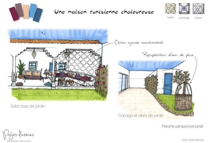 Planche Perspective Jardin, Une Maison Tunisienne … à Cloison Jardin