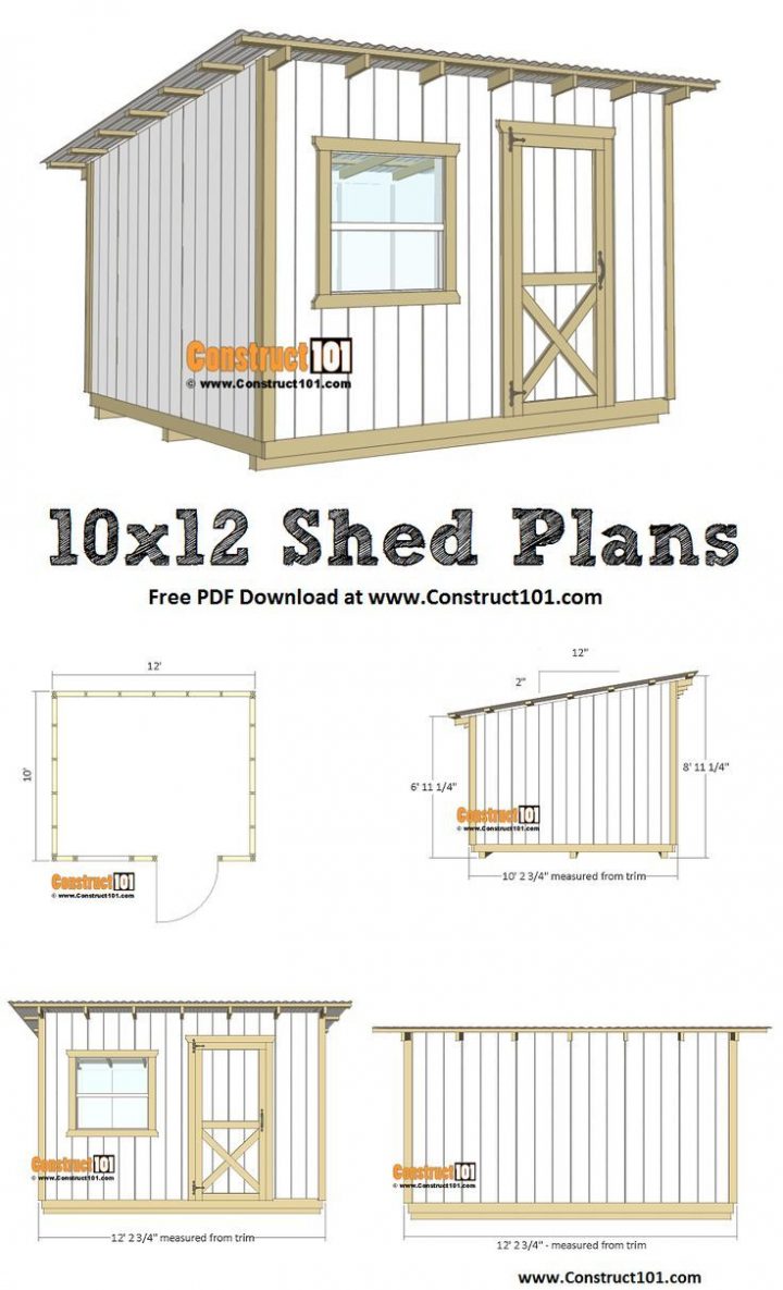 Plans Lean To Shed 10×12 – Téléchargement Pdf | Plan Abris … tout Plan Cabane De Jardin