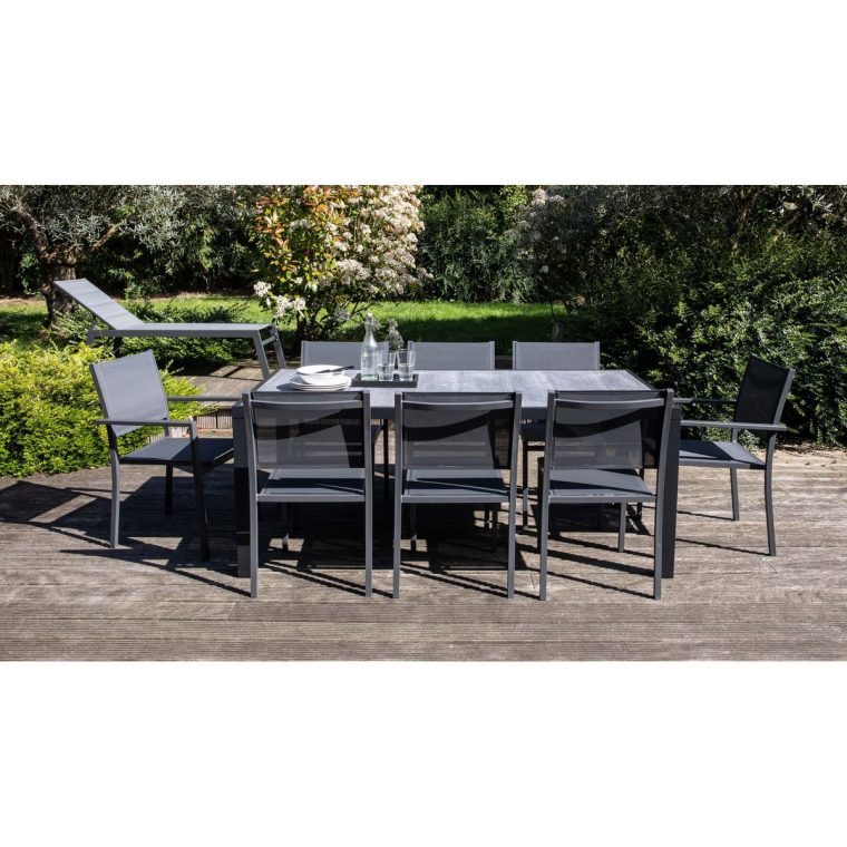 Salon De Jardin Aluminium Et Céramique, 1 Table, 6 Chaises … concernant Table Céramique Jardin