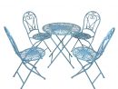Salon De Jardin En Fer Forgé Bleu avec Table Et Chaises De Jardin En Fer