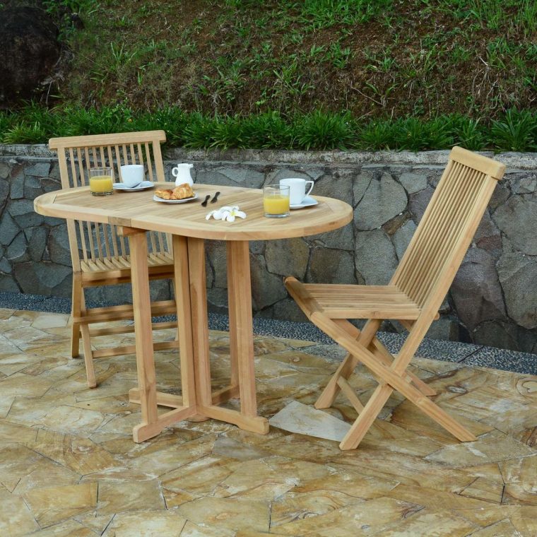 Salon De Jardin Teck Ecograde Tahiti, 2 Chaises – Taille … destiné Table Et Chaise De Jardin En Teck Pas Cher