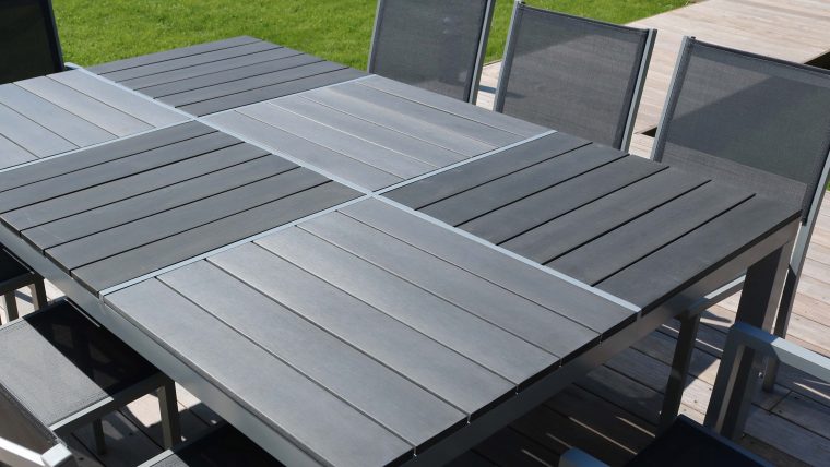 Salon Jardin Aluminium 1 Table Et 8 Fauteuils Textilène avec Table De Jardin Aluminium Et Composite