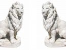 Sculpture D'une Paire De Lions Grande Taille En Pierre encequiconcerne Lion En Pierre Pour Jardin