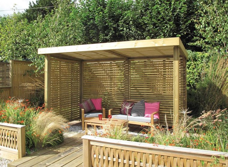 Slatted Wooden Garden Shelter | Garden Gazebo, Garden … pour Abri De Jardin Ouvert