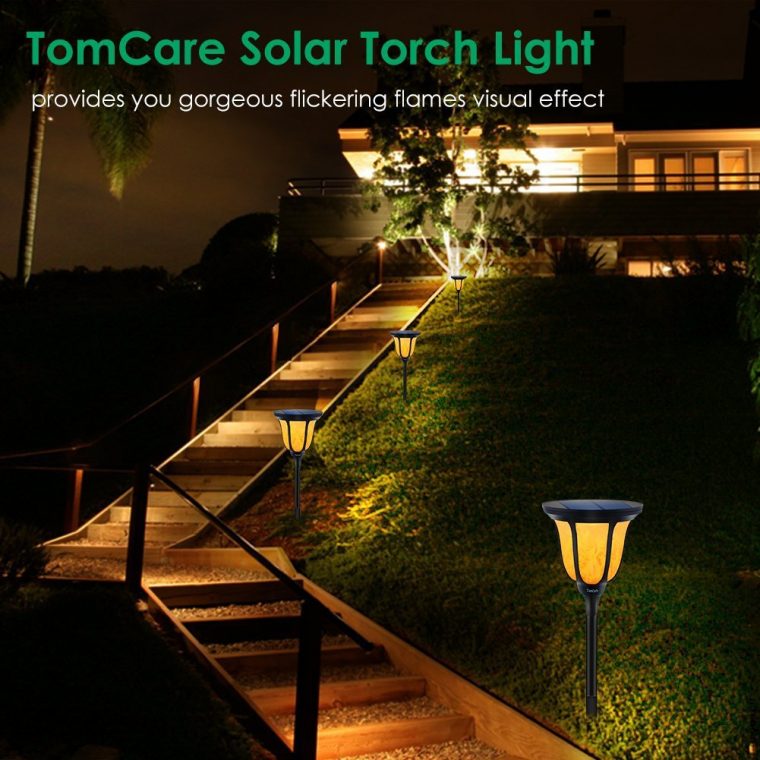 Solar Torches Light Outdoor Ip65 Waterproof Flame For Patio … concernant Torches De Jardin