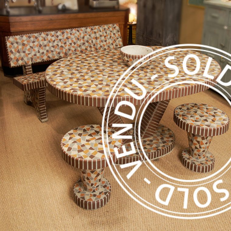 Sold – Garden Lounge In Concrete Mosaïc – Table, Coffee … intérieur Salon De Jardin Mosaique