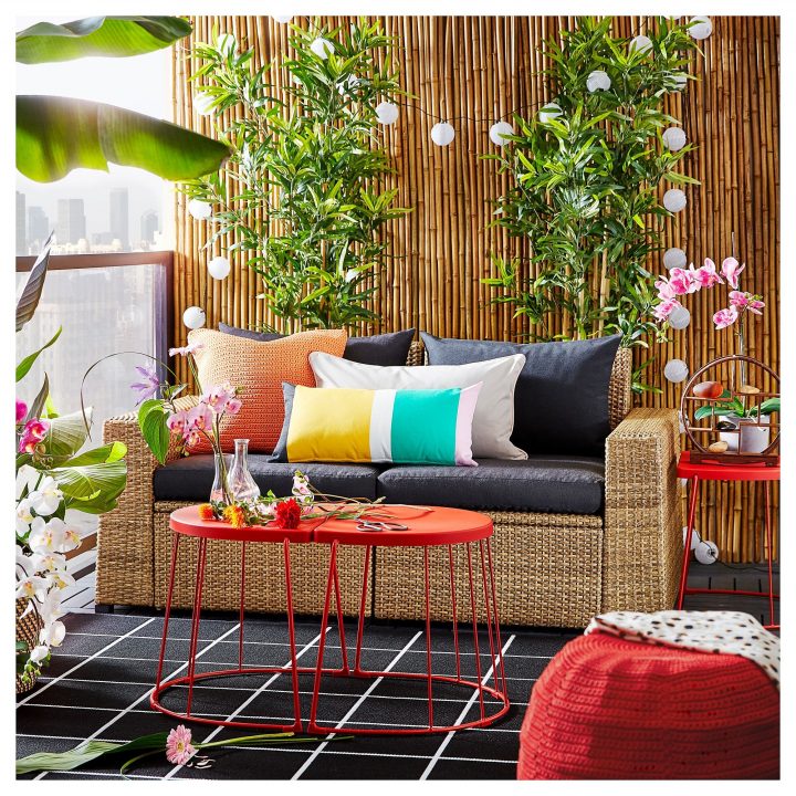 Sollerön 2-Seat Modular Sofa, Outdoor – Brown, Hållö Black … dedans Ikea Mobilier De Jardin