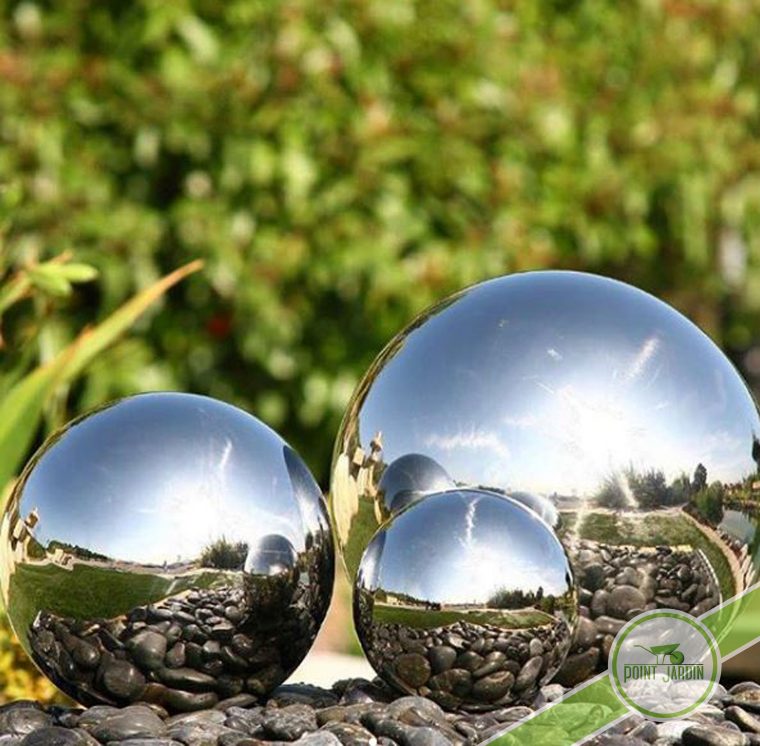 Sphère Inox 50Cm avec Boule Deco Jardin