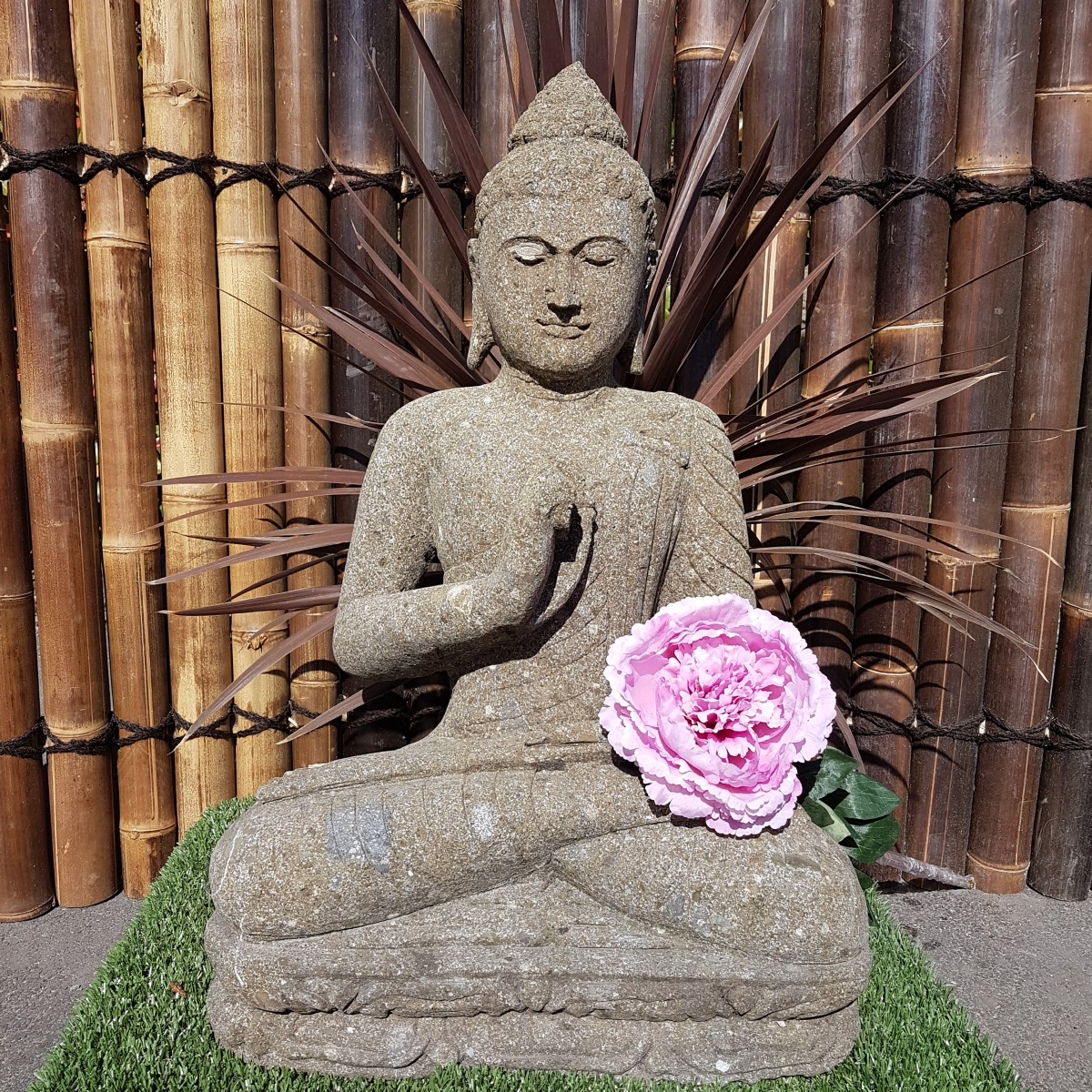 Statue Bouddha Dhyãna Mudrã En Pierre 82 Cm avec Statue De Jardin Pas Cher