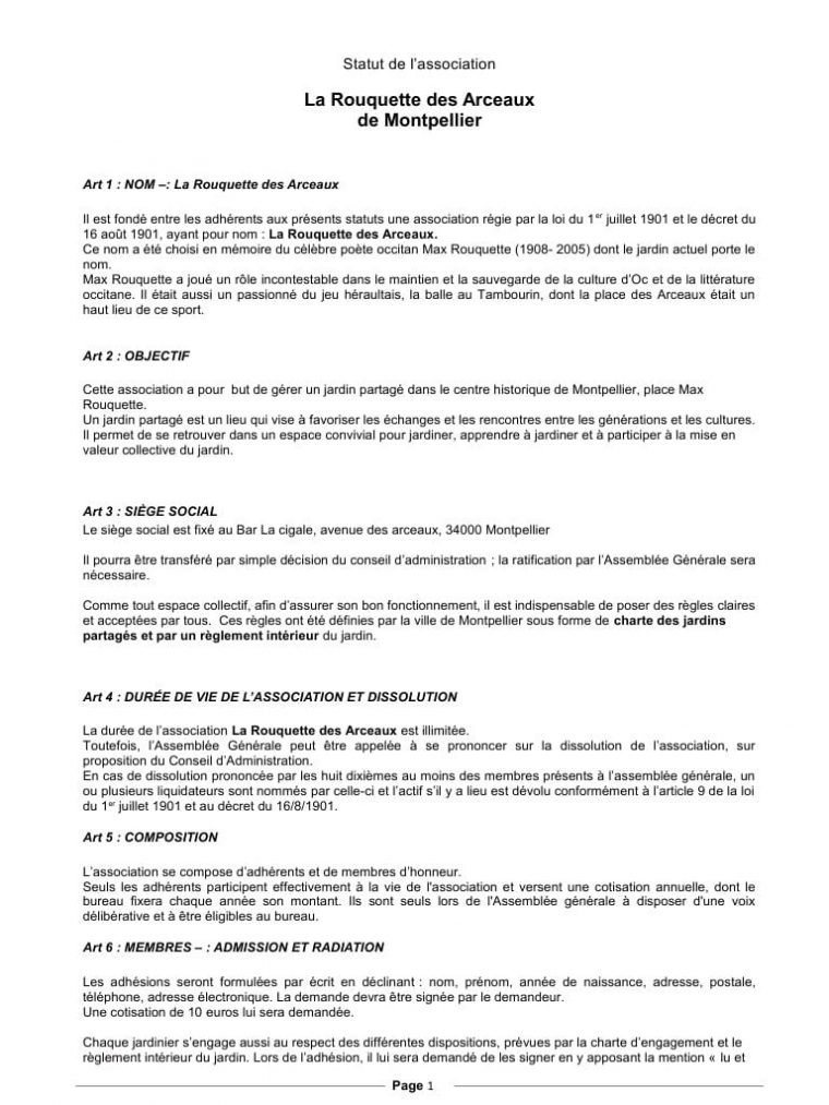 Statuts De L'association Par Marie-Claude Passouant – Statut … tout Siege Pour Jardiner