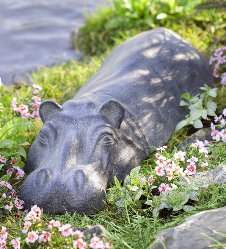 Swimming Hippo Garden Sculpture In Garden Statues | Poterie … tout Animaux Deco Jardin