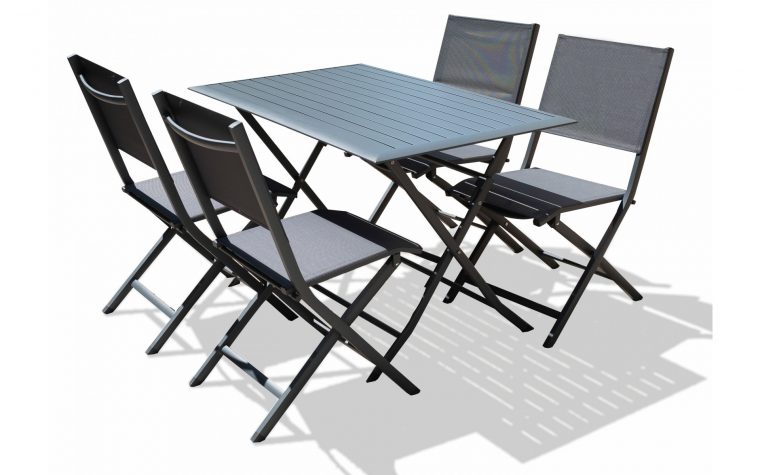 Table + 4 Chaises De Jardin Pliable En Aluminium – Top Déco concernant Table Et Chaise De Jardin Solde