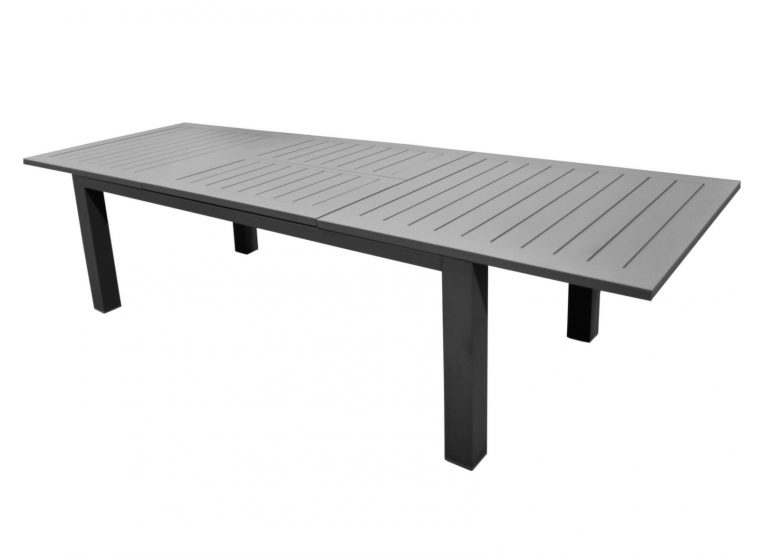 Table Aurore 214/311 Cm (Finition Brush) avec Table De Jardin En Aluminium Avec Rallonge