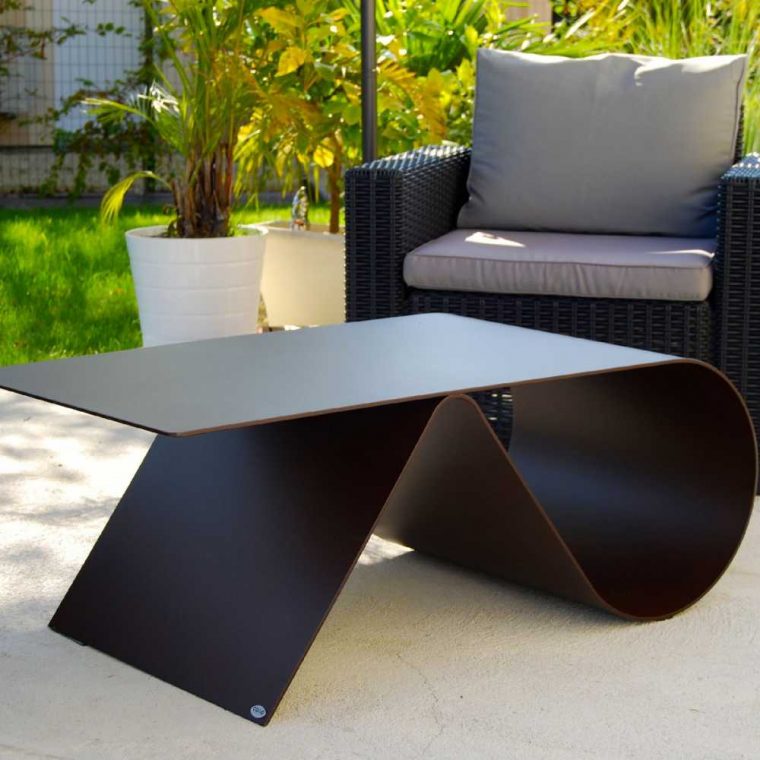 Table Basse De Jardin De Luxe En Acier Personnalisable Design Goupille 105  X 55 Cm destiné Mobilier Jardin Haut De Gamme