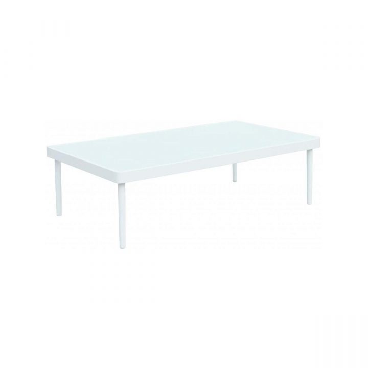 Table Basse De Jardin En Aluminium Et Verre Trempé – Blanc tout Table De Jardin Aluminium Et Verre