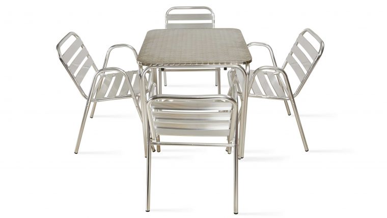 Table De Jardin Carrée En Aluminium 4 Places avec Table Et Chaise De Jardin En Aluminium