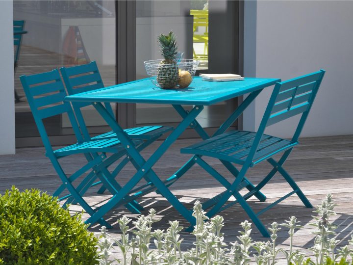 Table De Jardin De Repas Marius Carrée Bleu Riviera 2 Personnes destiné Table De Jardin 2 Personnes