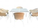 Table De Jardin Design Blanche Et 6 Chaises Rotin - Decome Store encequiconcerne Table Et Chaise De Jardin Design