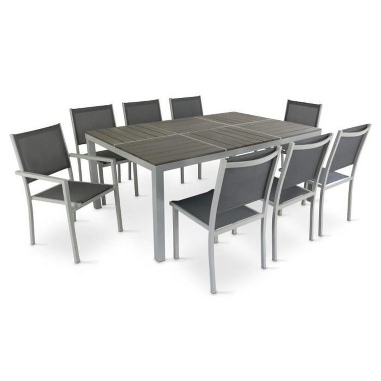 Table De Jardin En Aluminium Et Polywood + 8 Chaises – Achat … concernant Table Et Chaise De Jardin En Aluminium