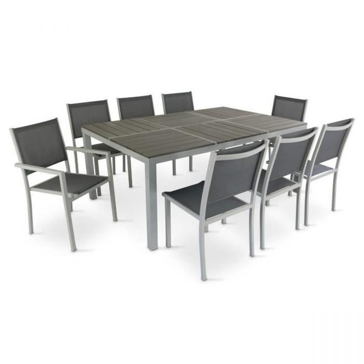 Table De Jardin En Aluminium Et Polywood + 8 Chaises – Achat … encequiconcerne Table De Jardin Cdiscount