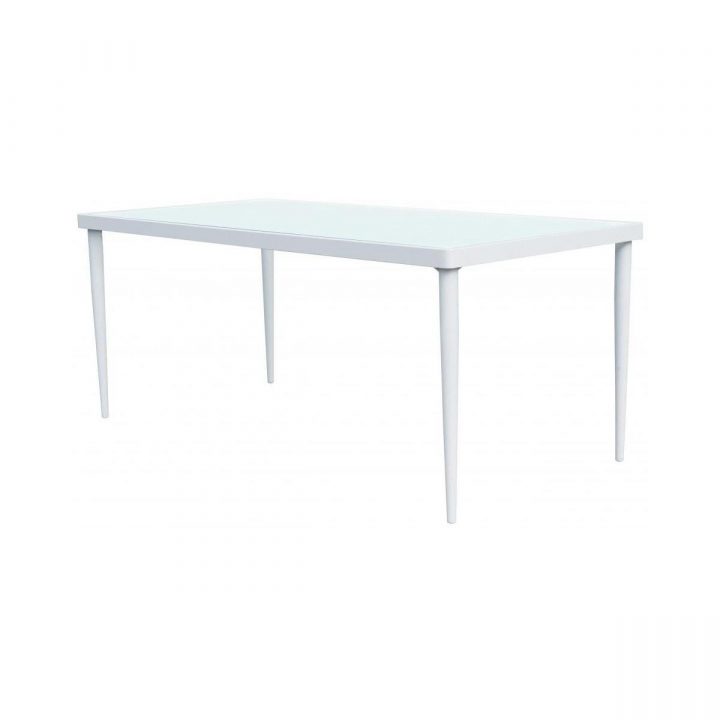 Table De Jardin En Aluminium Et Verre Trempé – Blanc à Table De Jardin Aluminium Et Verre