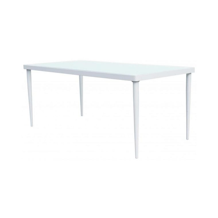 Table De Jardin En Aluminium Et Verre Trempé – Blanc avec Table De Jardin Dessus Verre