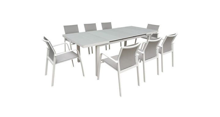 Table De Jardin Extensible En Aluminium Blanc 10 Personnes … pour Table Jardin 10 Personnes