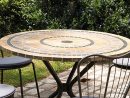 Table De Jardin Mosaique Ronde En Pierre + 4 Chaises dedans Salon De Jardin Mosaique