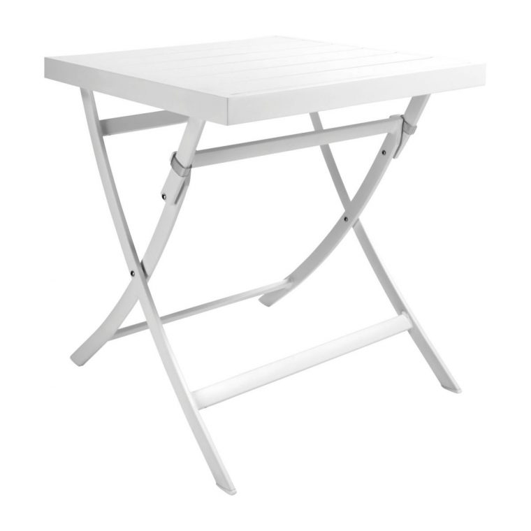 Table De Jardin Pliante Carrée En Aluminium Laqué Blanc intérieur Table De Jardin Metal Pliante