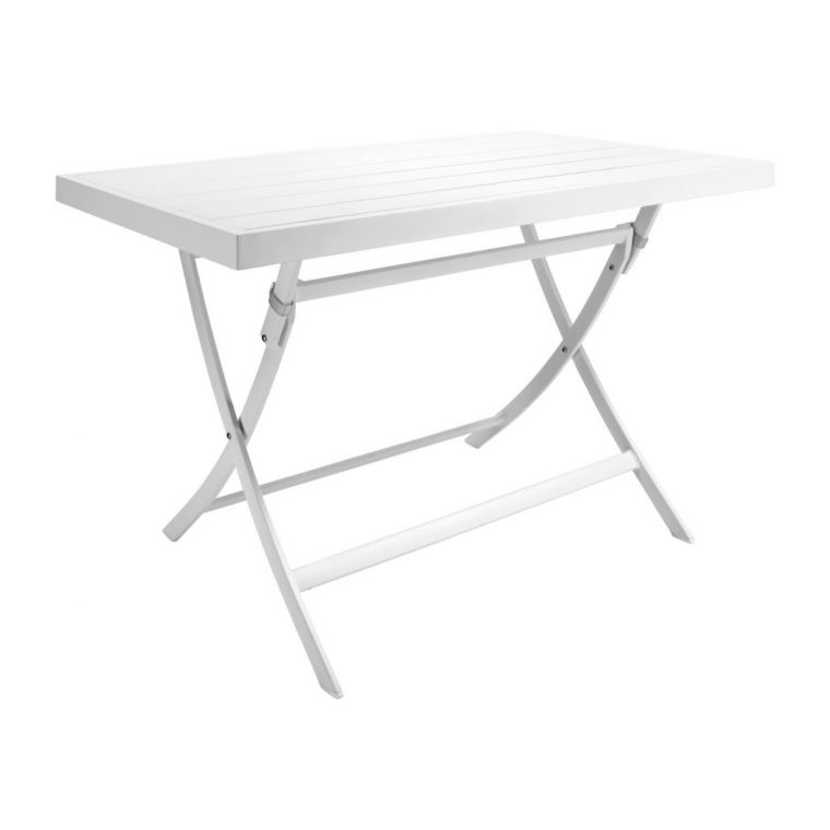 Table De Jardin Rectangulaire En Aluminium Laqué Blanc encequiconcerne Tables De Jardin Pliantes