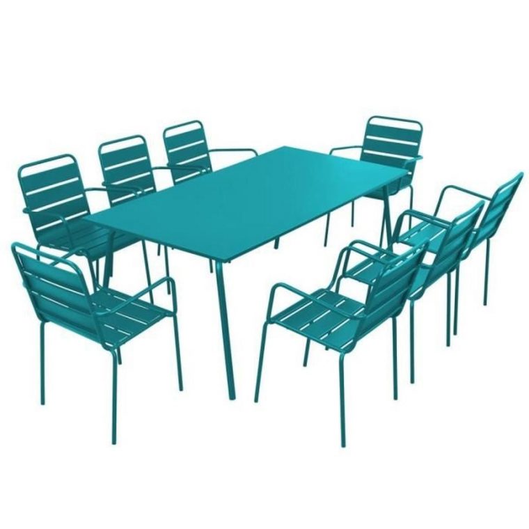 Table De Jardin Rectangulaire Et 8 Chaises Avec Accoudoirs … avec Table Et Chaise De Jardin Design