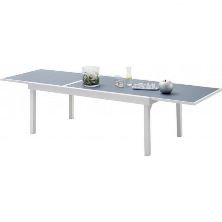 Table De Jardin Rectangulaire Extensible Aluminium Blanc Et Verre Trempé  Gris L135 dedans Tables De Jardin Pas Cher