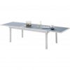 Table De Jardin Rectangulaire Extensible Aluminium Blanc Et Verre Trempé  Gris L135 destiné Table De Jardin Aluminium Et Verre