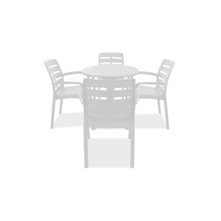 Table De Jardin Ronde Et 4 Fauteuils Plastique Blanc – Achat … à Table Et Chaise De Jardin En Plastique