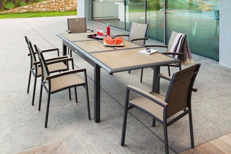 Table Extensible Azua Composite Taupe Hespéride 10 Places … destiné Table De Jardin Hesperide Azua