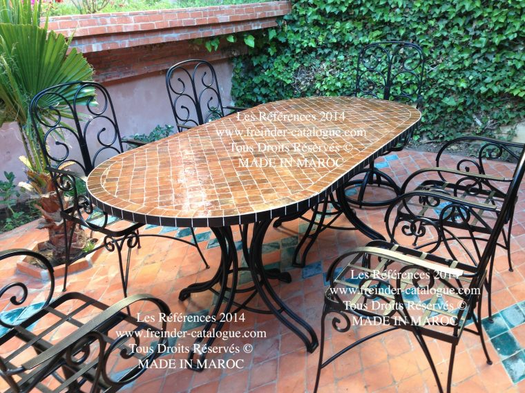 Table Fer Forg Mosaique Occasion Pour Salon De Jardin Chic … destiné Salon De Jardin Mosaique