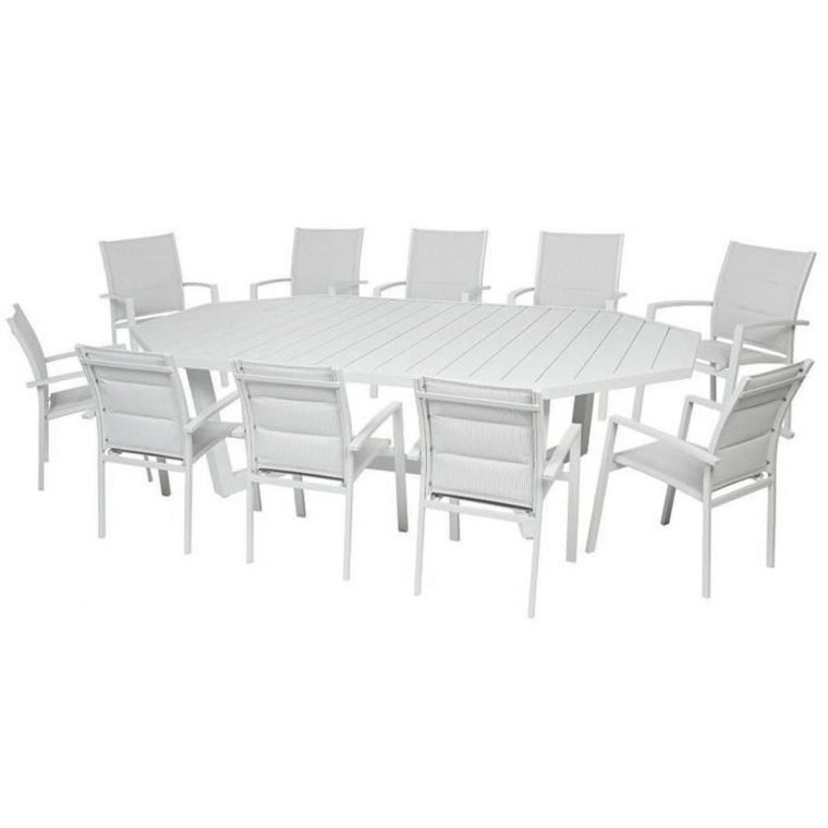 Table Octogonale En Aluminium Coloris Galet – Dim : L 274 X … pour Table De Jardin C Discount