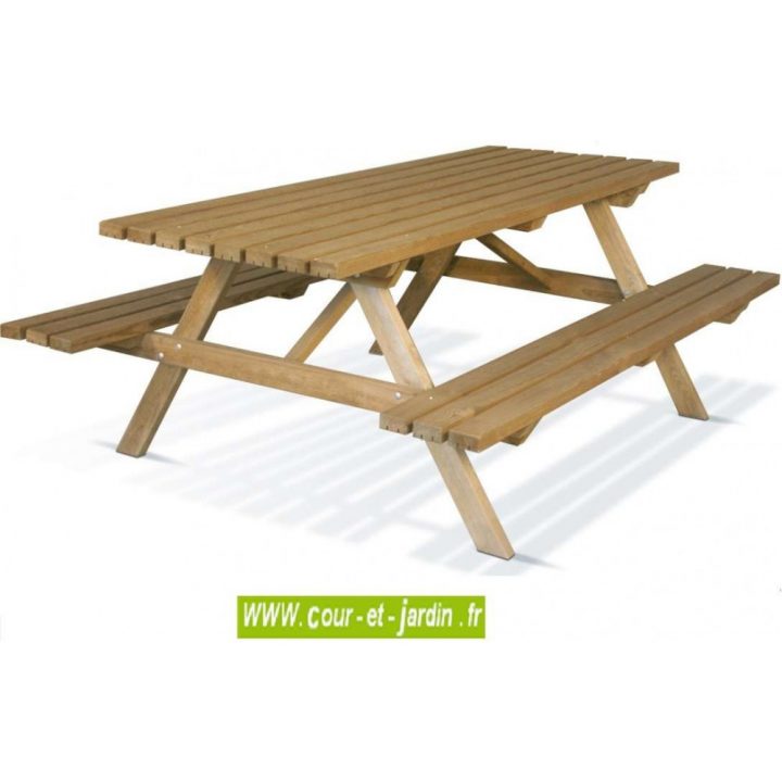 Table Pique Nique Bois, Avec Banc S, Table Picnic Bois, Pas … tout Table De Jardin En Bois Avec Banc Integre