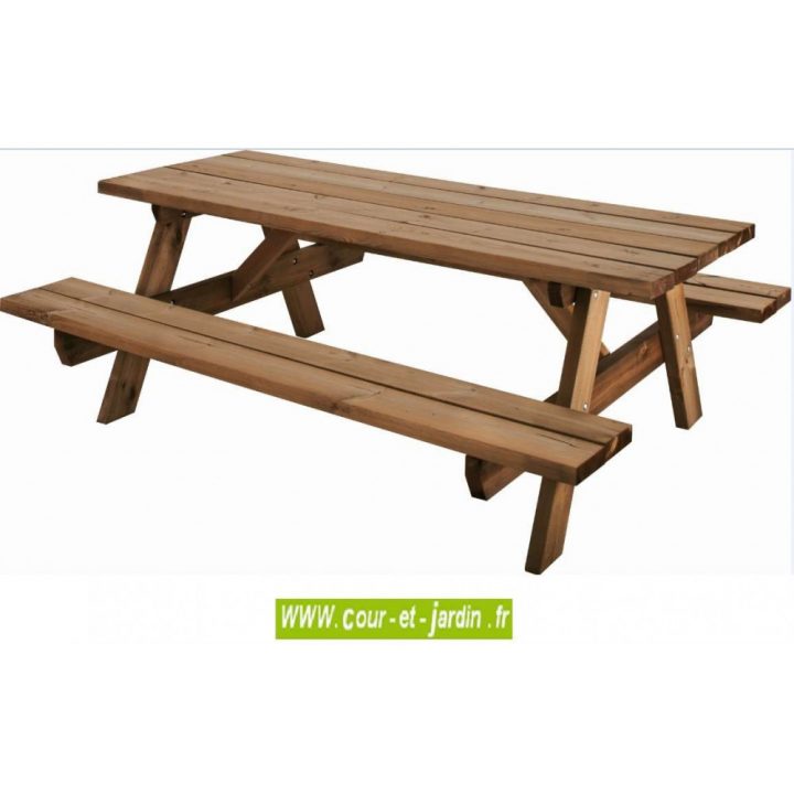 Table Pique-Nique Bois, Garden 200B – 6 Places – Table … dedans Table De Jardin En Bois Avec Banc Integre