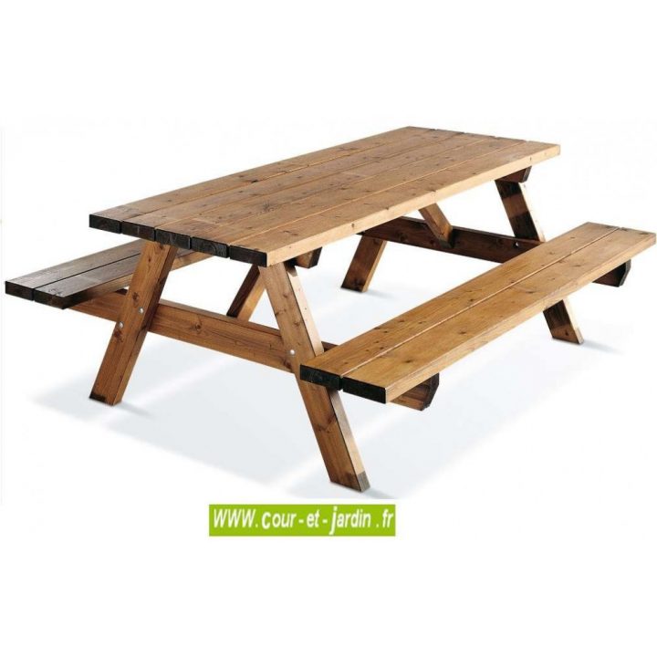 Table Pique-Nique Bois, Garden 200B – 6 Places – Table … encequiconcerne Table De Jardin En Bois Avec Banc Integre