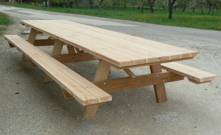 Table Pique-Nique En Bois Massif | Table De Jardin Bois … avec Table De Jardin Pique Nique Bois
