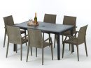 Table Rectangulaire Et 6 Chaises Poly Rotin Colorées 150X90 ... intérieur Ensemble Salon De Jardin Pas Cher