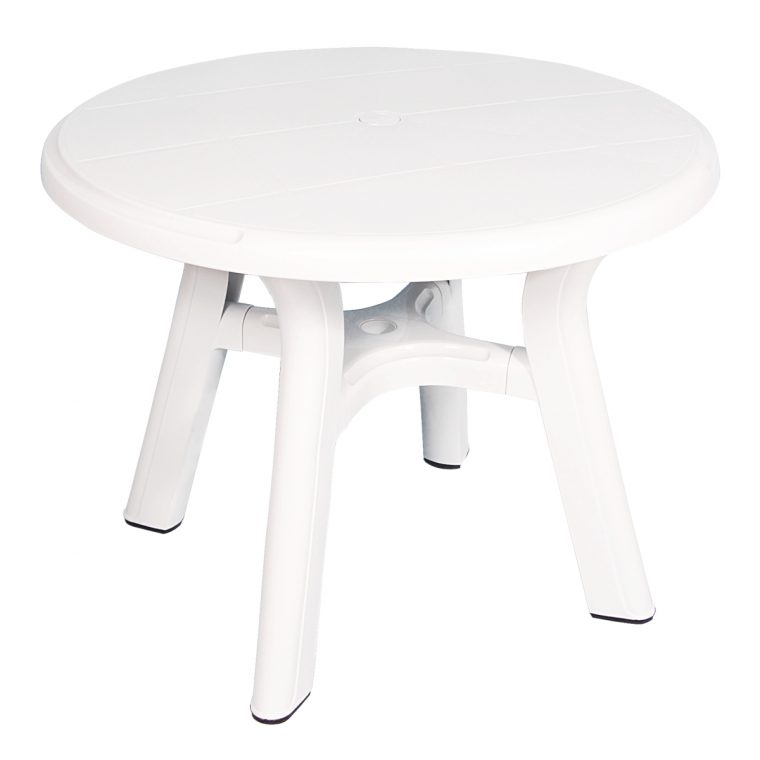 Table Ronde De Jardin En Plastique – Diamètre 95 Cm (Blanc) tout Table De Jardin Plastique Blanc