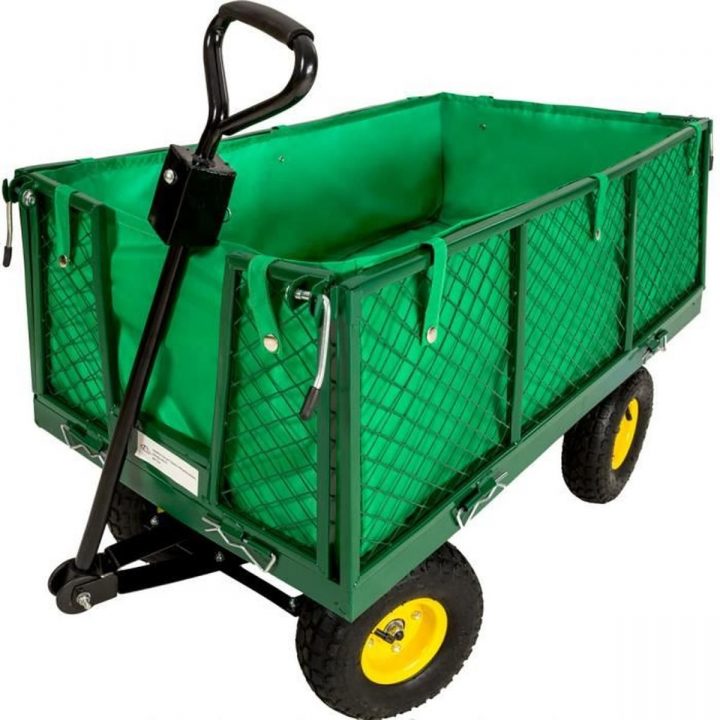 Tectake Chariot De Jardin + Bâche Charge Maximum 550 Kg Vert … pour Chariot De Jardin 4 Roues