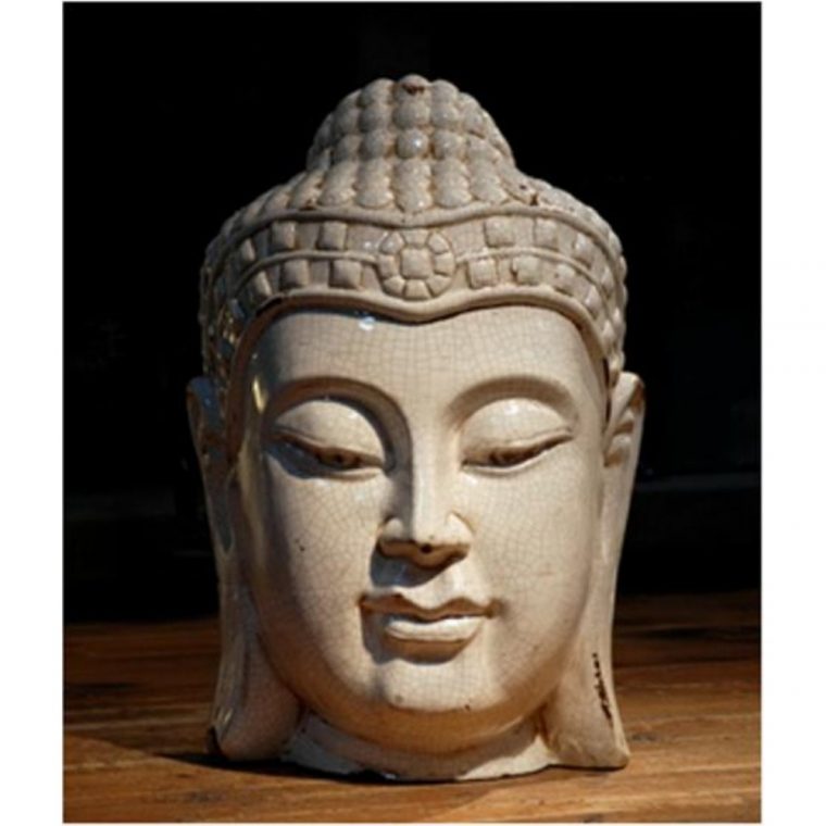 Tête De Bouddha En Céramique Blanche H.46 Cm intérieur Tete De Bouddha Pour Jardin