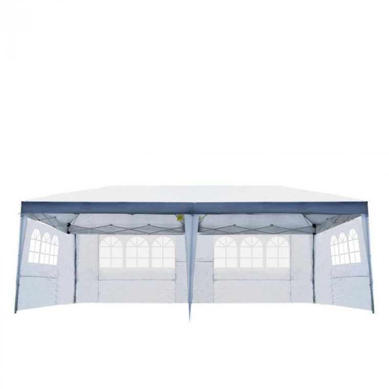 Tonnelle Tente De Reception Pliante Pavillon Chapiteau Barnum 3X6M Blanc  Cotes Demontables encequiconcerne Tente De Jardin Pliante