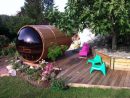 Un Sauna Cylindrique Sur Votre Terrasse En Bois intérieur Sauna De Jardin En Bois