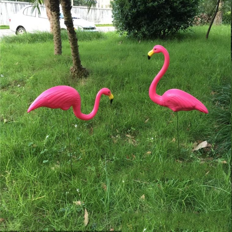 Us $114.0 5% Off|20Pcs/lot Plastic Flamingo Garden Decoration Yard Lawn Art  Ornament With Size46*55 And 33*75Cmcm|Flamingo Garden Decor|Garden … tout Flamant Rose Jardin