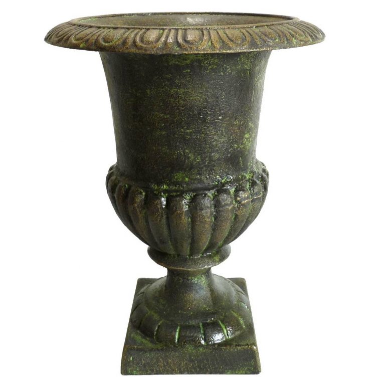 Vase Vasque Jardiniere En Fonte Vert Anglais Style Medicis … destiné Pot En Fonte Pour Jardin
