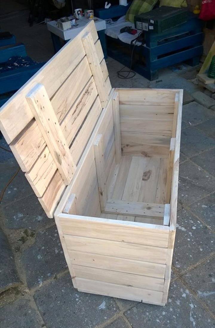 Wood Pallet Chest Box | 101 Pallet Ideas | Cuadros Para … concernant Fabriquer Un Coffre De Jardin